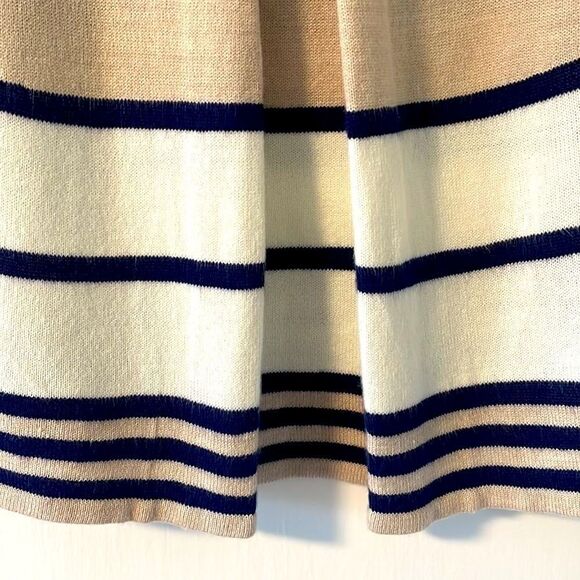 Design History border stripe pleat back 3/4 sleeve beige navy & cream sweater PM - Picture 7 of 9